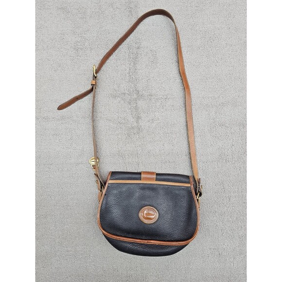Dooney & Bourke Vintage All Weather Leather Crossbody Black Brown Made in USA - Picture 2 of 8